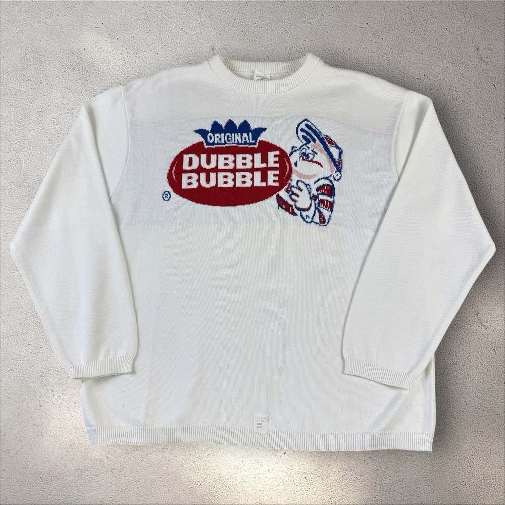 Vintage Dubble Bubble Chewing Gum Sweater Large Deadstock 80s 90s Graphic Knit